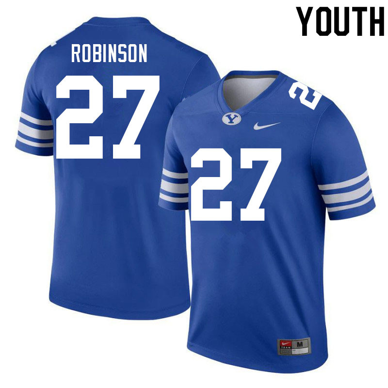 Youth #27 Beau Robinson BYU Cougars College Football Jerseys Sale-Royal